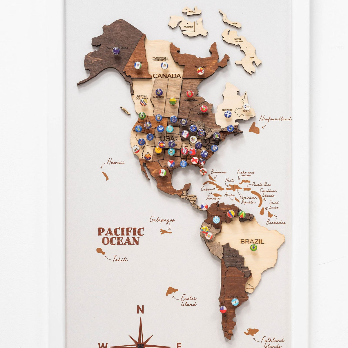 3D Wooden Triptych World Map Multicolor, photo 5 of 15