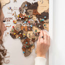 3D Wooden Triptych World Map Multicolor