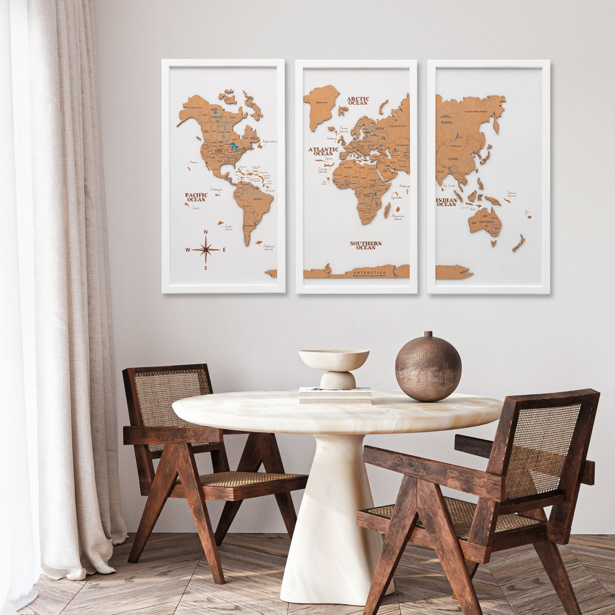 Cork world map triptych - Black, photo 10 of 14