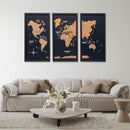 Cork world map triptych - White
