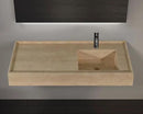 Handmade Travertine Bathroom Sink Beige Rectangular Wall Mounted