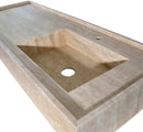 Handmade Travertine Bathroom Sink Beige Rectangular Wall Mounted