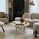 Light Travertine Vein-cut Round Polished Coffee Table 24inch