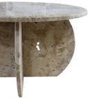 Light Travertine Unfilled Round Polished Coffee Table 27.5in