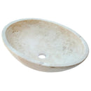 Travertine Oval Vessel Sink 16x21 Beige Handcrafted Natural Stone Bathroom Fixture