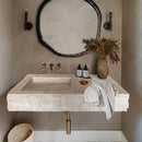 Troia Light Travertine Rustic Rectangular Wall-mount Bathroom Sink (W)20" (L)48" (H)6"