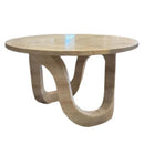 Light Travertine Vein-cut Round Polished Coffee Table 24inch