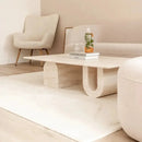 Light Travertine Designer Coffee Table with U Shaped Legs 28W x 48L - Polished Finish