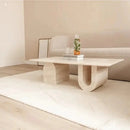 Light Travertine Designer Coffee Table with U Shaped Legs 28W x 48L - Polished Finish