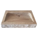 Travertine Beige Rectangular Rustic Wall Mount Bathroom Stone Sink