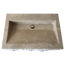 Travertine Beige Rectangular Rustic Wall Mount Bathroom Stone Sink
