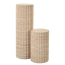 Light Travertine Natural Stone Fluted Plinth Side Table Honed