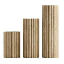 Light Travertine Natural Stone Fluted Plinth Side Table Honed