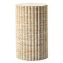 Troia Light Travertine Plinth Side Table Fluted Unfilled, Honed small view