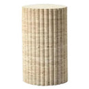 Light Travertine Natural Stone Fluted Plinth Side Table Honed