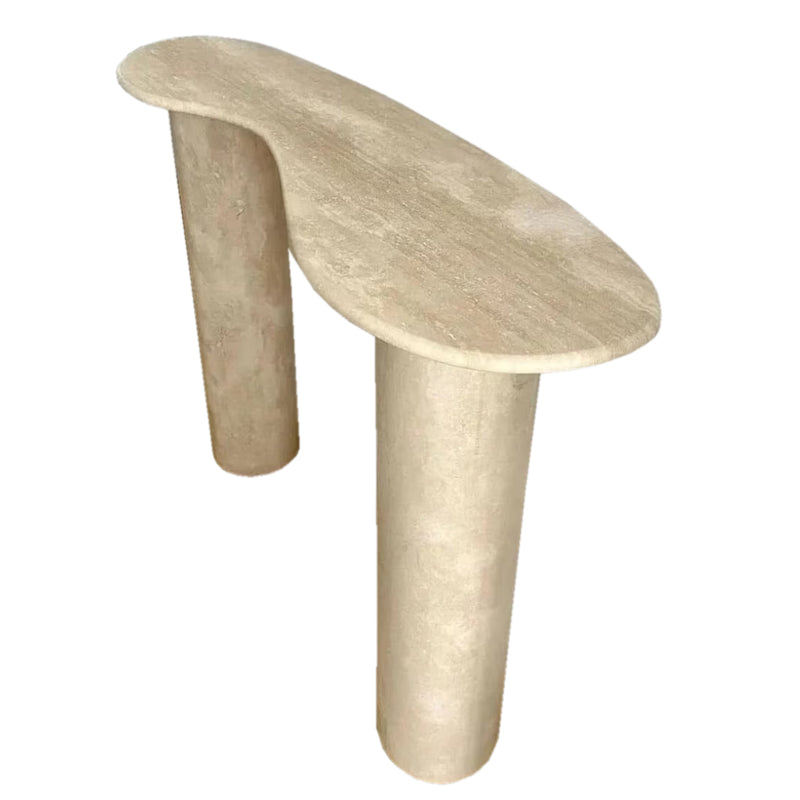 Troia Light Travertine Designer Console Filled and Honed (W)15" (L)48" (H)36"