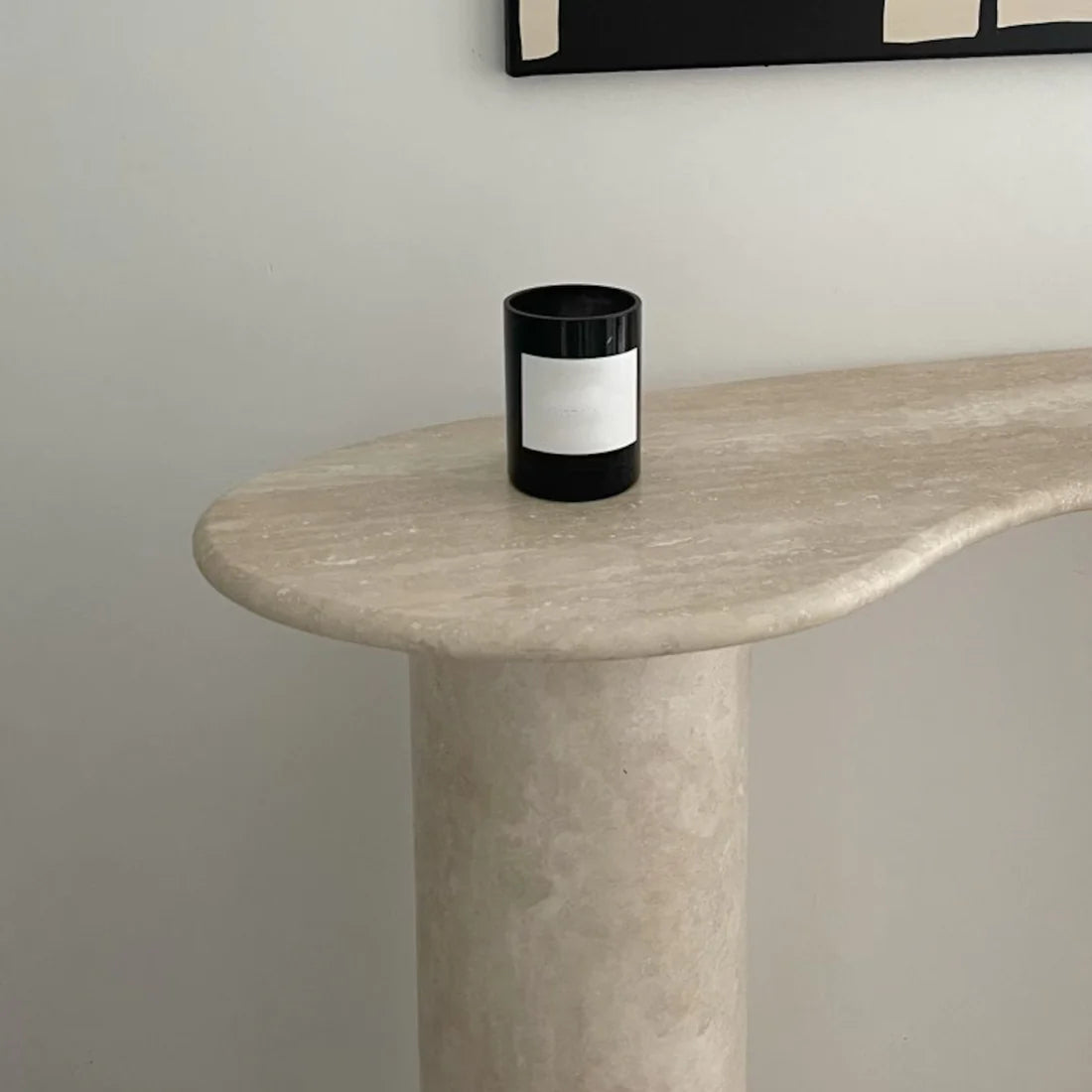 Beige Travertine Designer Console Table 48x15x36 Filled Honed, profile view