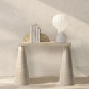 White Travertine Console Table - Polished Finish Cone Legs 15x40
