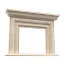 Light Travertine Modern Hand Carved Natural Stone Fireplace Surround 5 Piece Modular