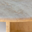 Light Travertine Oval Handcrafted Coffee Table Polished Finish 24 x 48 x 16 Inches