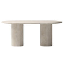 Troia Light Travertine Oval Dining Table with Fluted Round Legs (W)40" (L)75" (H)30" front view
