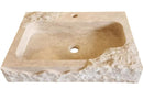 Light Beige Travertine Wall Mount Bathroom Sink Rectangular