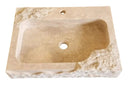 Light Beige Travertine Wall Mount Bathroom Sink Rectangular