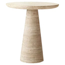 Light Travertine Round Side Table - Honed Finish Conic Legs 18x22