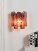 Tronchi Textured Glass Tube Red Wall Sconce
