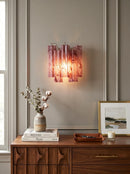 Tronchi Textured Glass Tube Red Wall Sconce