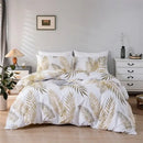 GobekUsa Gold Print Queen Duvet Set with 2 Pillowcases - Soft & Stylish Bedding Solution