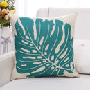 Tropical green plant leaves linen cushion cover living room pillow by Decorbites
