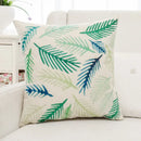 Tropical green plant leaves linen cushion cover living room pillow by Decorbites