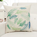 Tropical green plant leaves linen cushion cover living room pillow by Decorbites