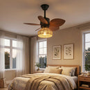 Tropical Palm Leaf Hemp Rope Ceiling Fan Light