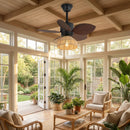 Tropical Palm Leaf Hemp Rope Ceiling Fan Light