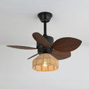 Tropical Palm Leaf Hemp Rope Ceiling Fan Light