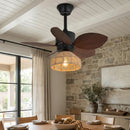 Tropical Palm Leaf Hemp Rope Ceiling Fan Light