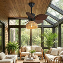 Tropical Palm Leaf Hemp Rope Ceiling Fan Light