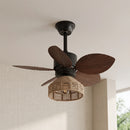 Tropical Palm Leaf Hemp Rope Ceiling Fan Light