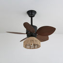 Tropical Palm Leaf Hemp Rope Ceiling Fan Light
