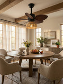 Tropical Palm Leaf Hemp Rope Ceiling Fan Light