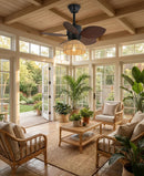 Tropical Palm Leaf Hemp Rope Ceiling Fan Light