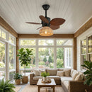 Tropical Palm Leaf Hemp Rope Ceiling Fan Light