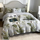 GobekUsa Ice Silk Plant Printed Bedding Set - Fashionable & Cool Comforter for Naked Sleep