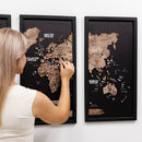 Triptych Wooden World Map (Dark Walnut)