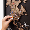 Triptych Wooden World Map (Dark Walnut)