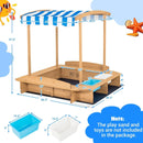 Kids Wooden Sandbox with Striped Canopy by LJGDeals