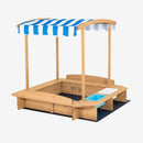 Kids Wooden Sandbox with Striped Canopy by LJGDeals