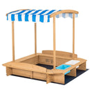 Kids Wooden Sandbox with Striped Canopy by LJGDeals